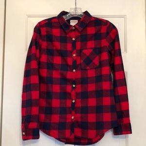 Red and Blue Buffalo Plaid Flannel Shirt